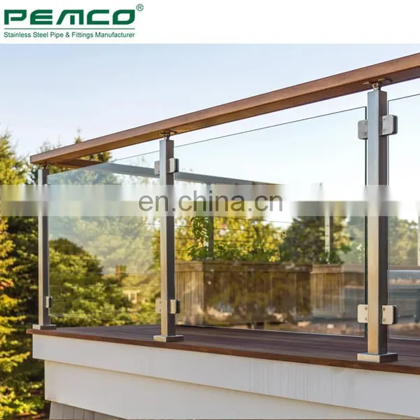 Deck Inox Square Side Mounted Glass Balustrade Balcony Stainless Steel Glass Railing Prices photo-4