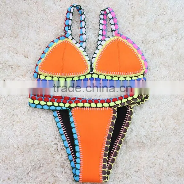2016 Best Selling Colorfull Neoprene Sexy European Style Bikinis Women's Bikini Style photo-2