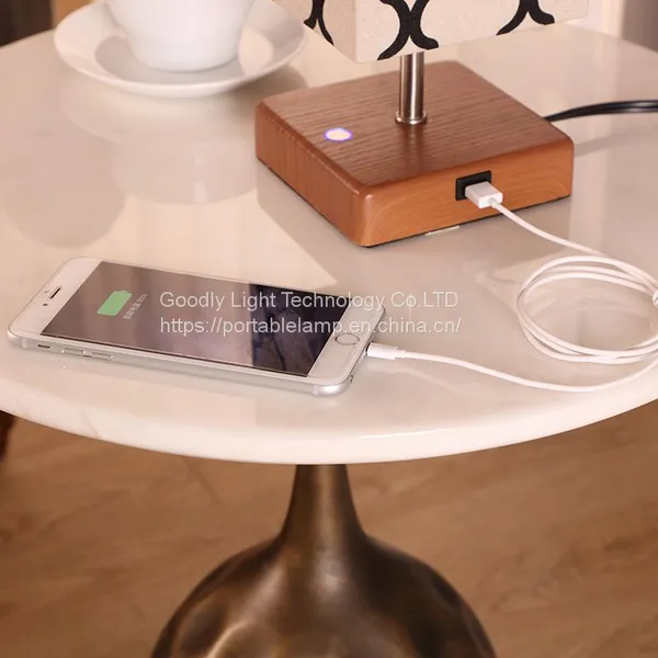 LED Light,Wood Table Lamp With USB Charging Ports,Chargeable Desk Lamp,Bedside Night Light