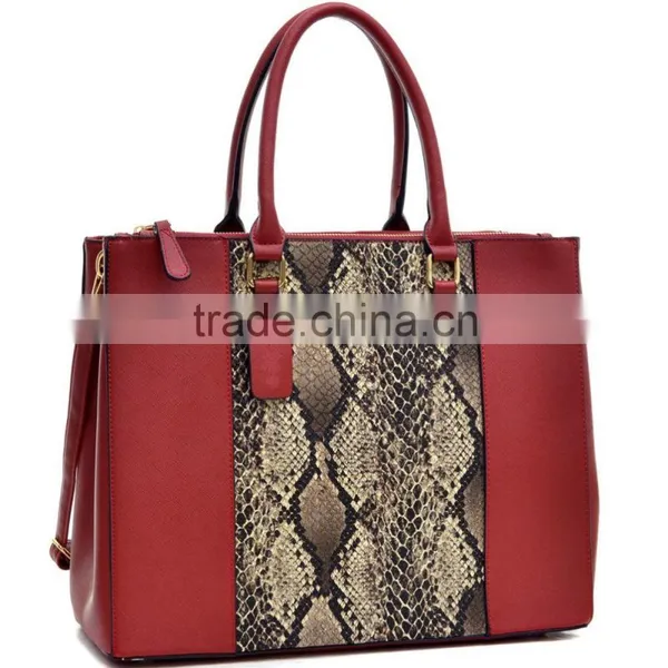 2016 Three Compartments Saffiano Leather Lady Tote Bag and Snake Print Leather Shoulder Bag With Detachable Strap photo-4