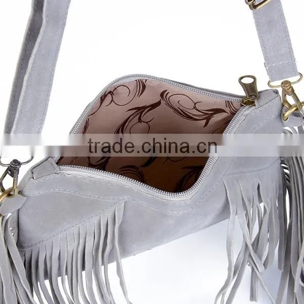 Fashion Fringe Suede Leather Clutch Bag For Girls Magazine Clutch Bag With Tassels photo-6