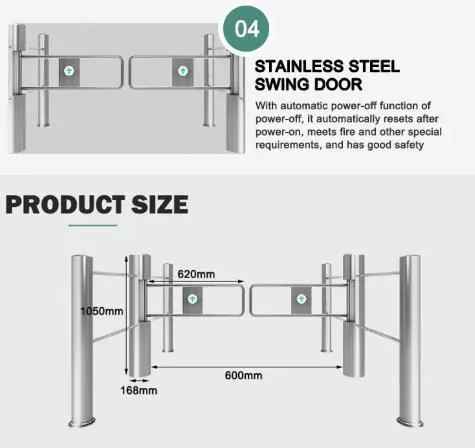 Full Automatic Single Moter Pole Swing Turnstile Gate With 180 Degrees for Supermarket photo-5