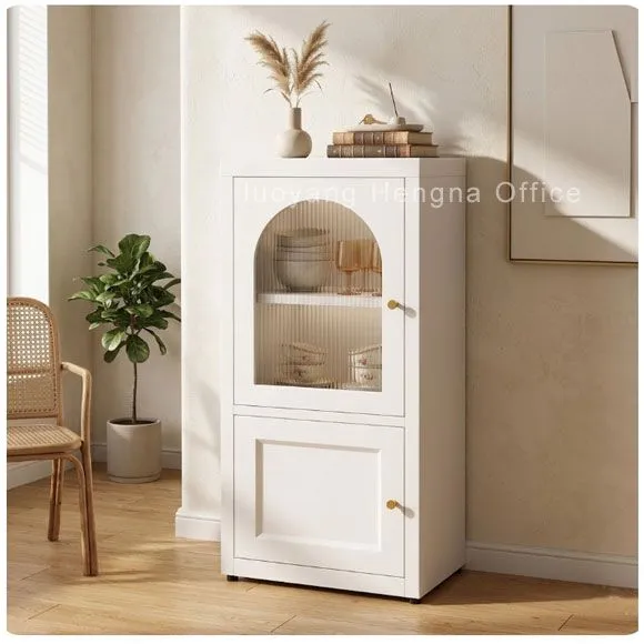 Reeded Glass Display Sideboard | Steel Credenza for Bistros & Retail | Soft-Glow Showcase Ready photo-4