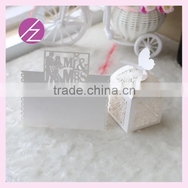 Free Sample Laser Cut Customizable Paper With Rose Baby Carriage Wedding Favor Candy Box and Wedding Favors Seat Card ZH-5 photo-6
