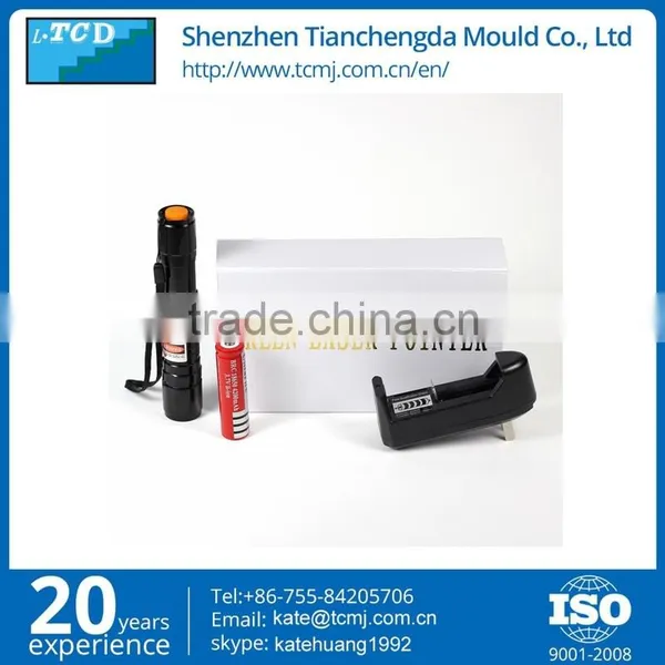 Wholesale red laser pointer 50mw black silver housing