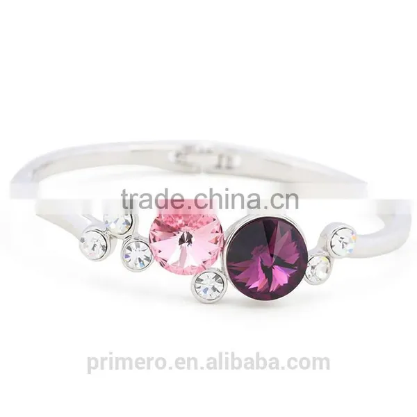 Fashion Silver Plated With Crystal Round Charms Bracelets Bangles Wedding Jewelry photo-2