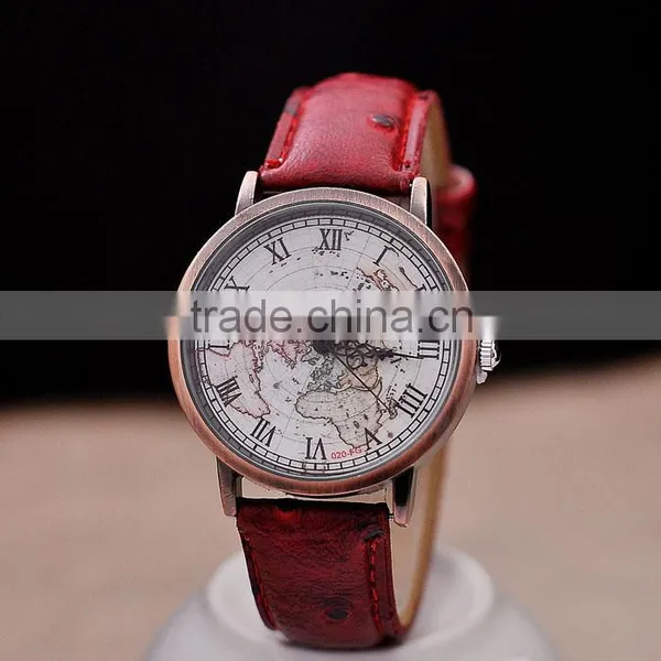 Antique Women Bronze Case Wrist Watch Vogue World Map Fashion Quartz 3ATM Horloges photo-6