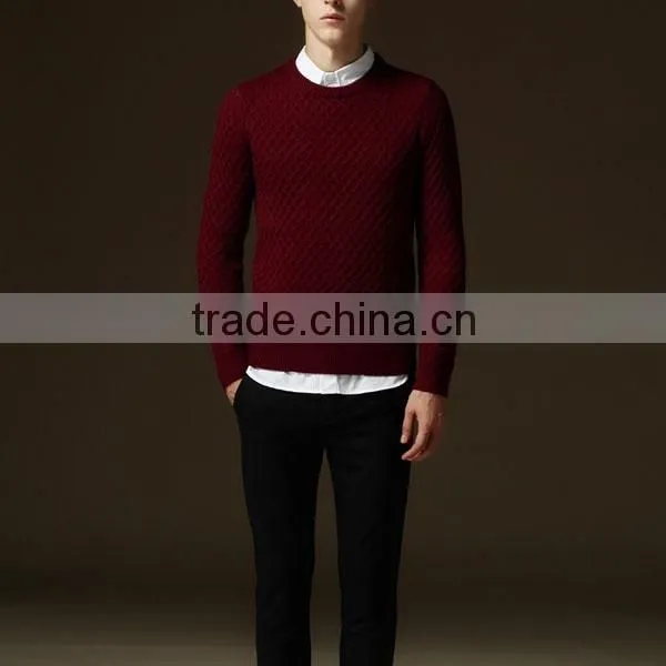 2015 the New Men's Sweater Cultivate One's Morality Pure Color for Grid Sweater photo-5