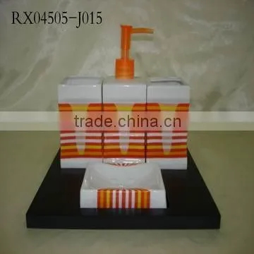 Ceramic Bathroom Set With Decal, Bathroom Set