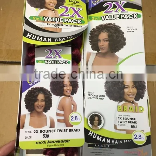 2X Bounce Twist Crochet Wand Curl Braid Hair Extensions Afro Kinky Synthetic Braiding Hair Jumbo Crochet Twist Box Braids Hair photo-4