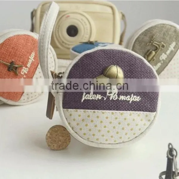 Promotional Retrostyle Round Shape Canvas Coin Purse Made in China photo-3