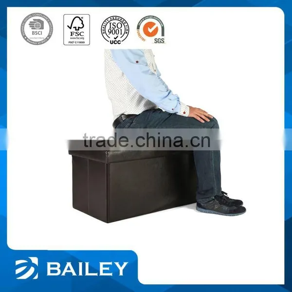 Furniture Promotional Wooden Seat Cube Leather Folding Stool photo-4