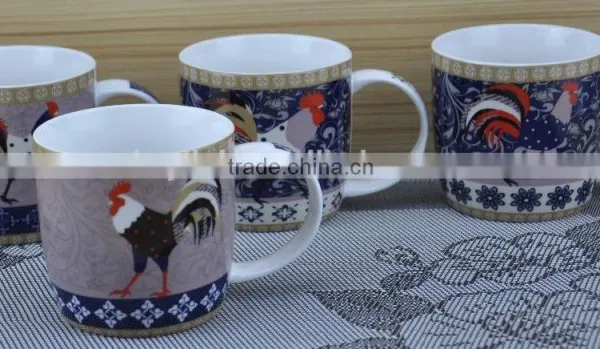 11OZ Hens Design Full Decal Print Coffee Cups, Shiny Surface Porcelain Mug, KL5004-11042 photo-4
