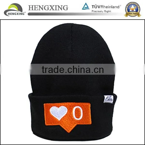 Black Acrylic beanies/beanie hat/knit beanie with embroidery logo