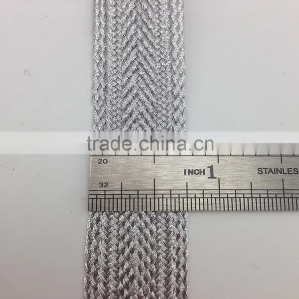 Metallic Silver Military Uniform Braid Cloth Lace