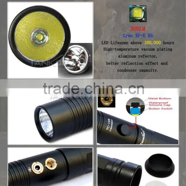 Waterproof 300 Lumens Zoomable CRE XP-G R5 LED Flashlight Torch 2*16340O or 1*18650 Battery With Charger photo-5