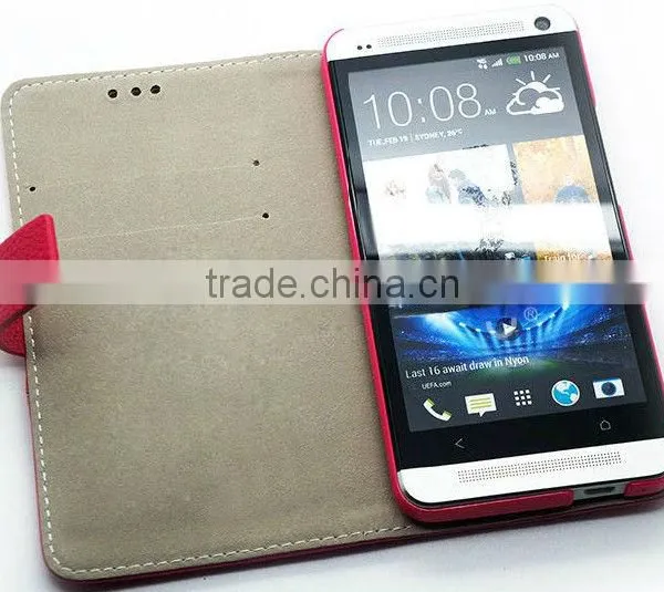 Unique Design Mobile Phone Case Patchork Leather Flip Case for HTC One Case Flip Cover With Micro Fiber