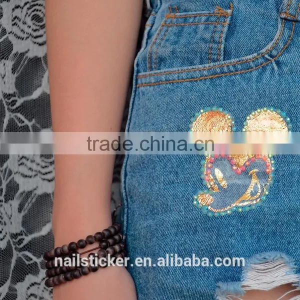 Custom Flash Body Water Transfer Rhinestone Gold Tattoo Clothes Crystal Metallic Cartoon Tattoo Stickers