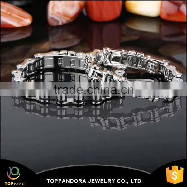 Fashion New Design Men's Bracelet Stainless Steel Top Quality Silver Bike Chain Style Finger Chain Ring Bracelet photo-5