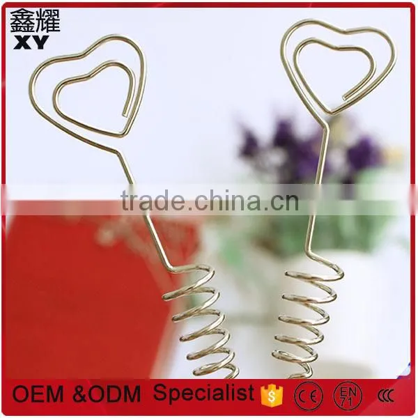 Shenzhen Factory Price Color Long Rod Metal Stick Silver Wire Heart Shape Paper Clips With Spring photo-2