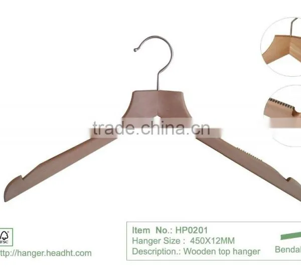 Our HEAD Wholesale Wooden Hangers for Clothes w Natural Color Top Cut Hanger Design Fit Any Closet , Welcomed by Customers. photo-3