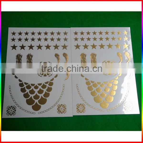 Metallic Gold Necklace Tattoo, Temporary Tattoo Stickers photo-2