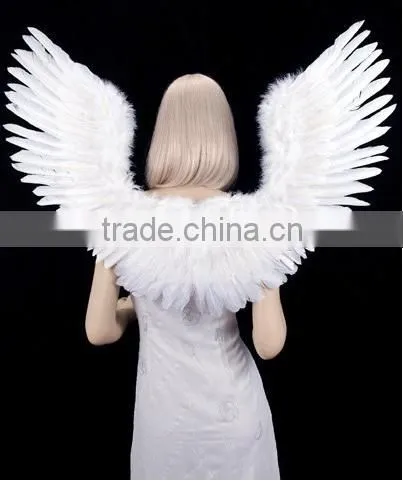 White Open Swing V Shape Costume Feather Angel Wings Adult photo-2