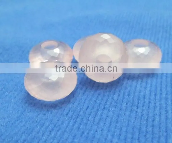Natural Rose Quartz Faceted Handmade Rondelle Big Hole Beads