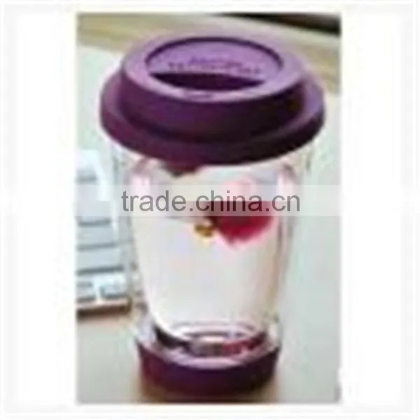 Pure Mouth Blowing High Borosilicate Heat-resistant 350ml Glass Cup With Plastic Lid and Bottom photo-4