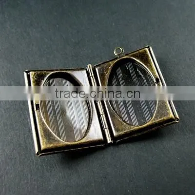 27x35mm Big Brass Bronze Vintage Antique Square Book Photo Locket 1191027 photo-2