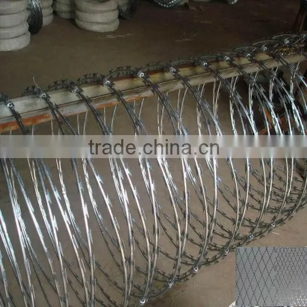 Galvanized Razor Barbed Concertina Steel Wire Cross Type