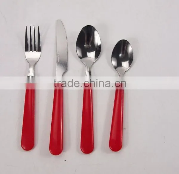 Red 16Pcs Stainless Steel Cutlery Set With Plastic Handles photo-3