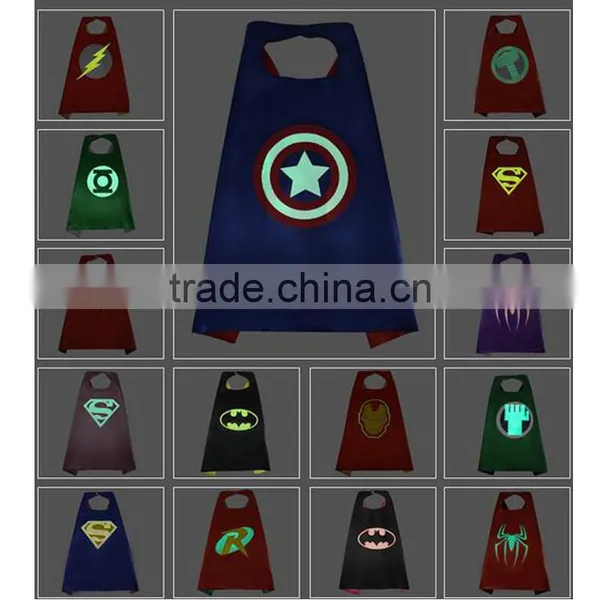 Quality Customized Luminous Logo Printing Glowing in Dark Superhero Capes and Mask photo-5