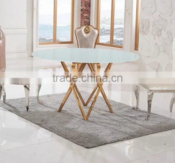 TH403 Cheap Round Stainless Steel Rose Gold Breakfast Table and Chairs photo-2