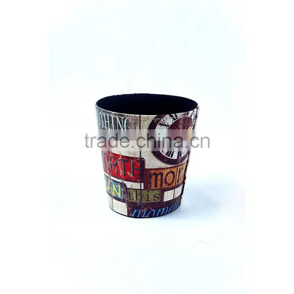Hot Sale Waste Bin Roma Clock Print Faux Leather Trash Can photo-2