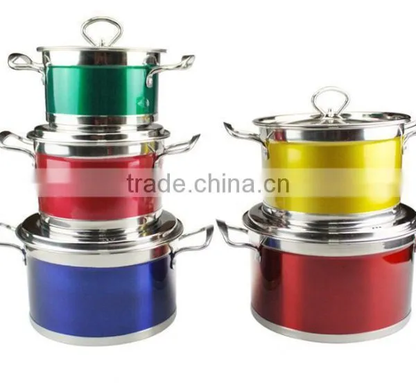Colorful Stainless Steel Induction Bottom Soup Pot Cooking Pot Set photo-5