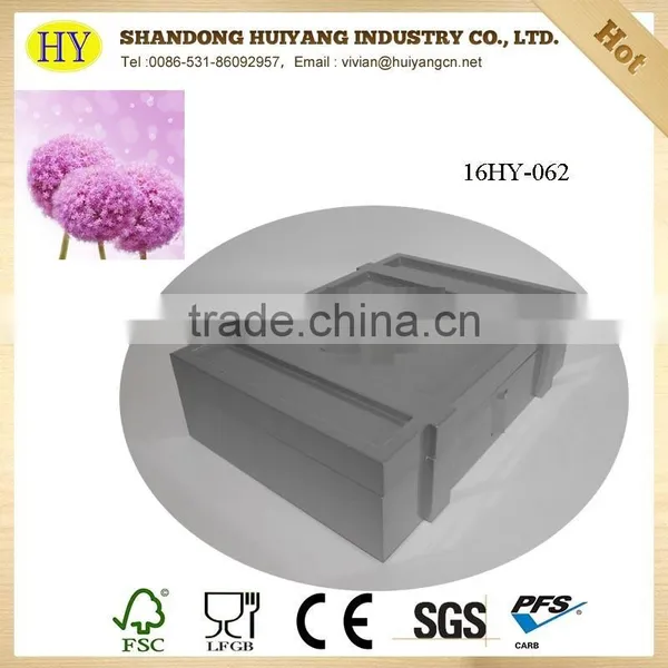 Glossy Silver Color Luxury Wood Cigar Box photo-3