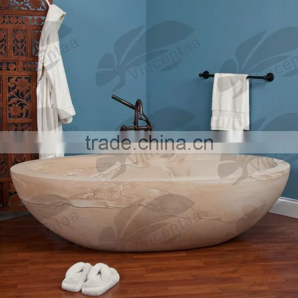 Home Decoration Stone Carving Brown Marble Modern Artistic Bathtub photo-5