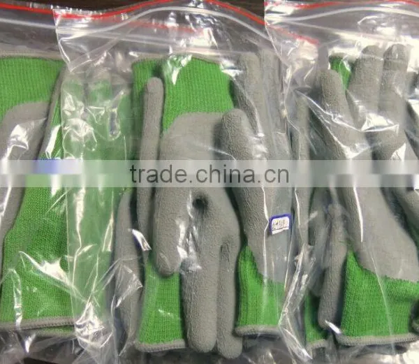 DDSAFETY 2017 Beige Cotton Knitted Gloves With Double Color Latex Coated Safety Gloves photo-5