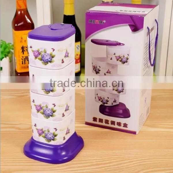 Home Kitchen Rotating Plastic Spice Sugar Flavor Seasoning Container Box Y photo-2