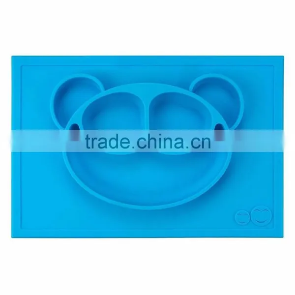 2017 Hot Selling Amazon and Ebay Suction Table Food Tray Placemat Plate Silicone Baby Kids Tray photo-3