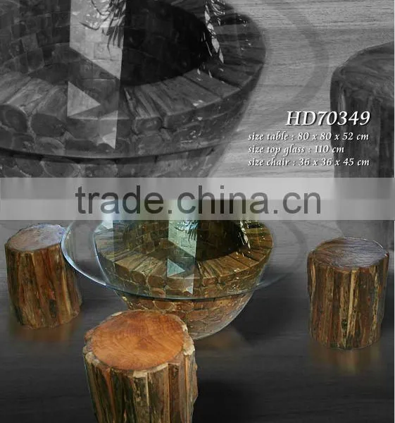 Teak Wood Twigs Table and Chair