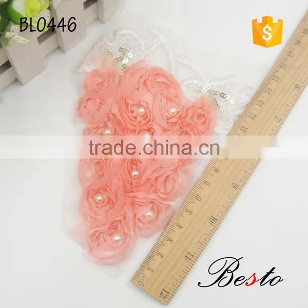 Do Manual Work is Delicate Pearl Sequin Fabric Applique for Dress photo-3