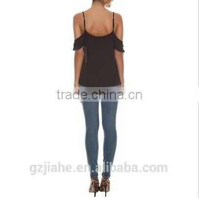 Woman Blouses Sexy Sleeveless Chiffon Ruffle Plus Size Ladies Blouses Casual Tops Clothing 2015 New Summer 4 Colors photo-2