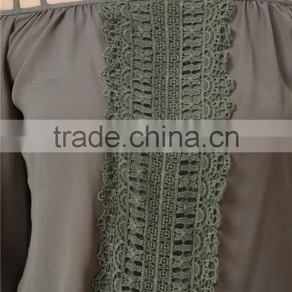 Women Fashion Casual Tops/Blouse With Embroidery Center Front Off-shoulder Design Accept Small Order Quantity photo-5