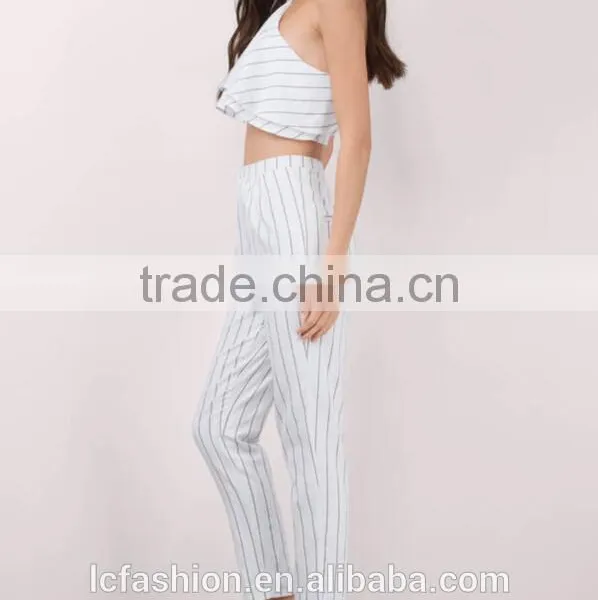 2017 Fashion Crop Top and Pant Style Women Two Piece Set photo-3