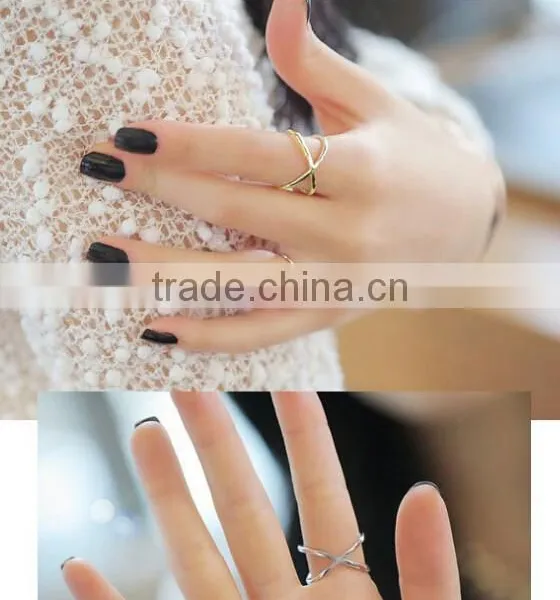 New Fashion 925 Sterling Silver X Ring Gold Rose Gold Silver Ring Zircon Stones photo-3