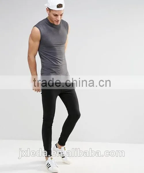Custom Charcoal Turtleneck Sleeveless Muscle T-shirts, Sports Tank Tops Men OEM photo-4