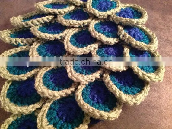 Peacock Diaper Cover Baby Bloomer With Headband Set Little Baby Winter Woolen Yarn Diaper Cover Set photo-4