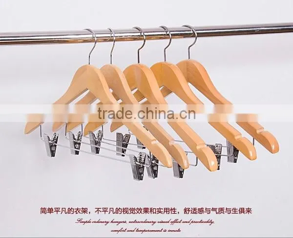 China Factory Stylish Wooden Hanger no Notch Wooden Shirt Hanger 4 Tier Sturdy Clips and Special Shape Pants Hanger photo-2